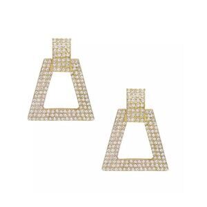 Ettika 18k Gold Plated Pyramid Crystal Earrings